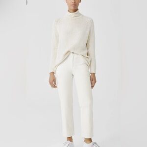 Eileen Fisher White Straight Leg Organic Cotton/Spandex Jean Sz 14